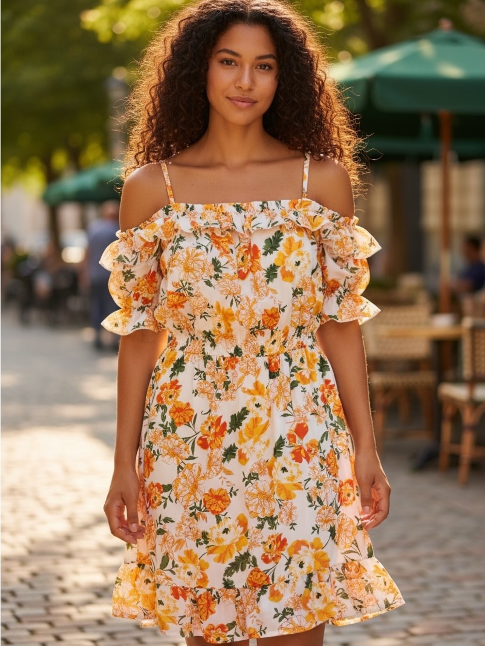 Jessica Simpson White Floral Smocked Sundress Sz M